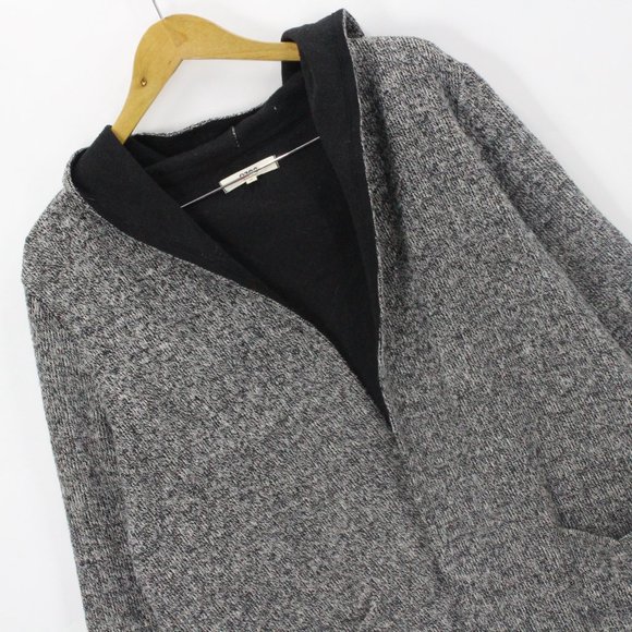 Ozoc Women's Casual Solid Gray Hooded Open Front Knit Cardigan Size 38 - Picture 3 of 7